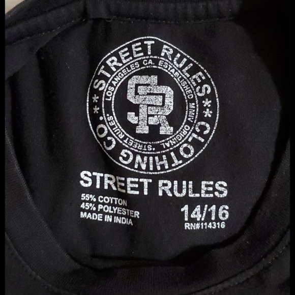 STREET RULES CLOTHING CO New York Bridge black short sleeve graphic tee 14/16 - Picture 2 of 4